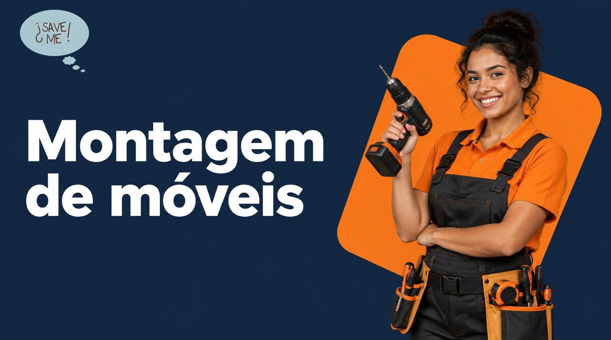 Banner SAVE ME com montadora de móveis